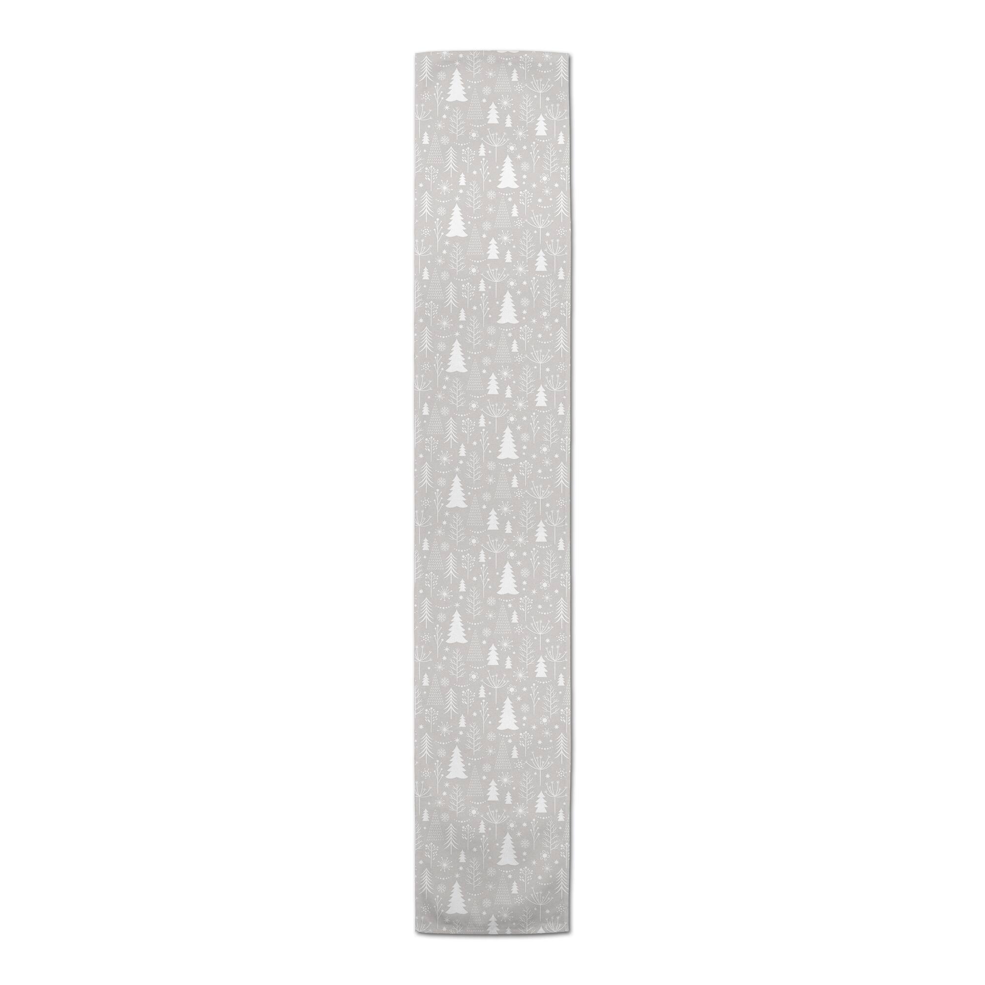 Winter Tree Soft Gray 16x90 Poly Twill Table Runner